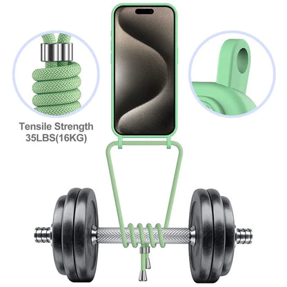 For iPhone 16 Pro Max Case Liquid Silicone Card Holder Phone Back Cover with Lanyard