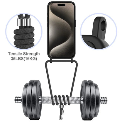 For iPhone 16 Pro Max Case Liquid Silicone Card Holder Phone Back Cover with Lanyard