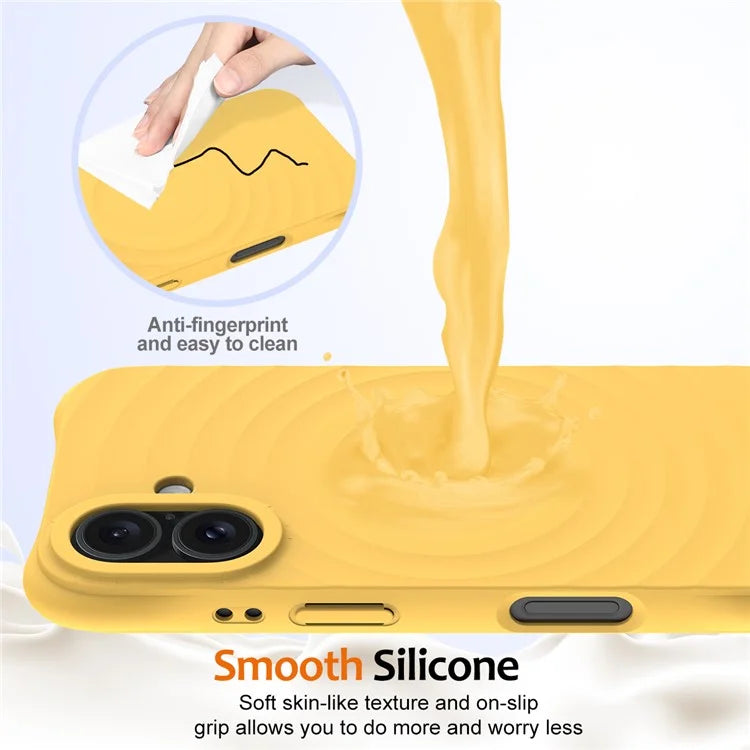 For iPhone 16 Case Compatible with MagSafe Ripple Texture Liquid Silicone Protective Cover with Strap