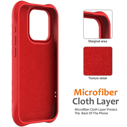 For iPhone 16 Pro Case Compatible with MagSafe Ripple Texture Liquid Silicone Protective Cover with Strap