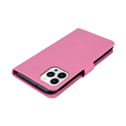 For iPhone 16 Pro Wallet Case Owl Flower Imprinted Rhinestone Leather Cover