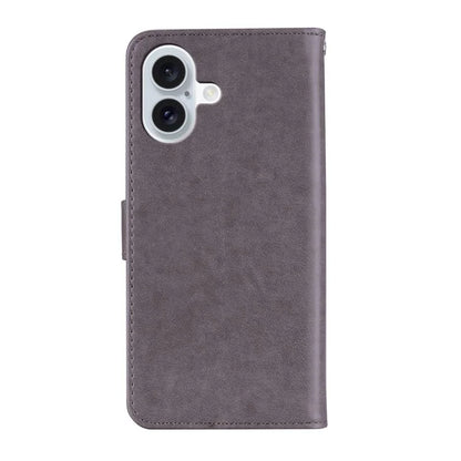 For iPhone 16 Plus Wallet Case Owl Flower Imprinted Rhinestone Leather Cover