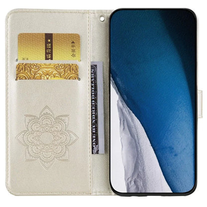 For iPhone 16 Plus Wallet Case Owl Flower Imprinted Rhinestone Leather Cover