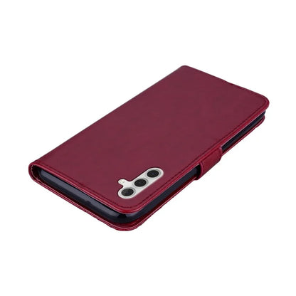 For Samsung Galaxy S24 FE Wallet Case Owl Flower Imprinted Rhinestone Leather Cover