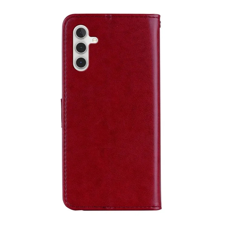 For Samsung Galaxy S24 FE Wallet Case Owl Flower Imprinted Rhinestone Leather Cover