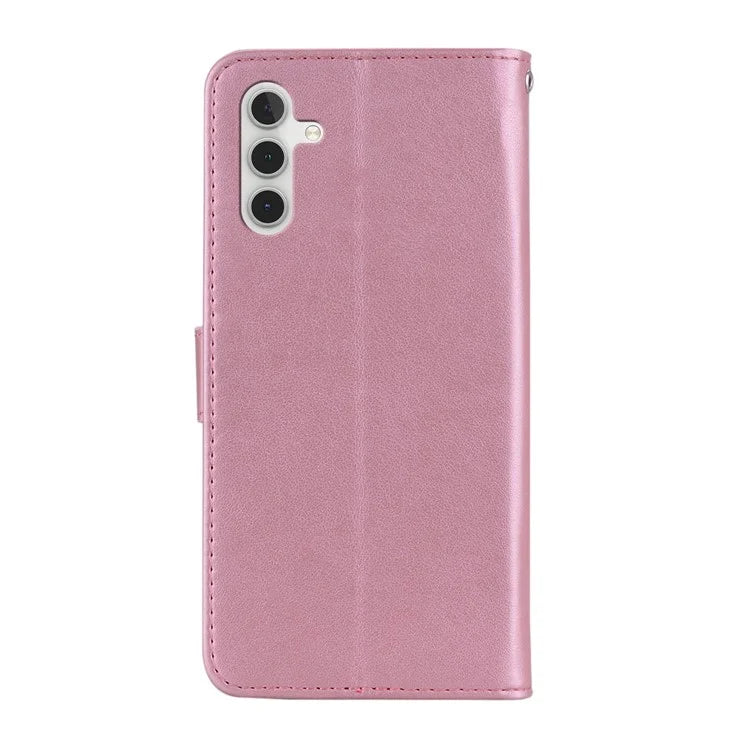 For Samsung Galaxy S24 FE Wallet Case Owl Flower Imprinted Rhinestone Leather Cover