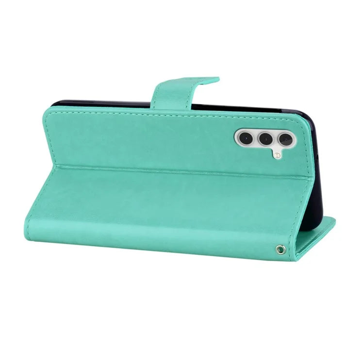 For Samsung Galaxy S24 FE Wallet Case Owl Flower Imprinted Rhinestone Leather Cover