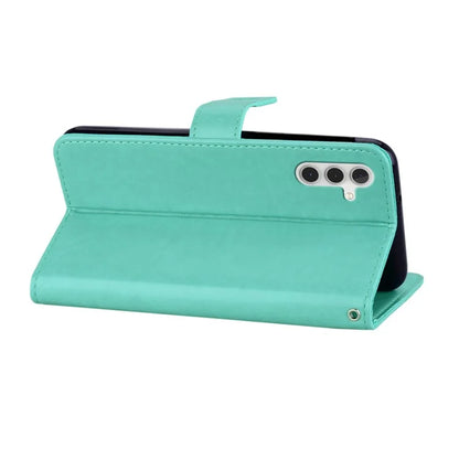 For Samsung Galaxy S24 FE Wallet Case Owl Flower Imprinted Rhinestone Leather Cover