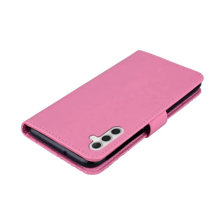 For Samsung Galaxy S24 FE Wallet Case Owl Flower Imprinted Rhinestone Leather Cover