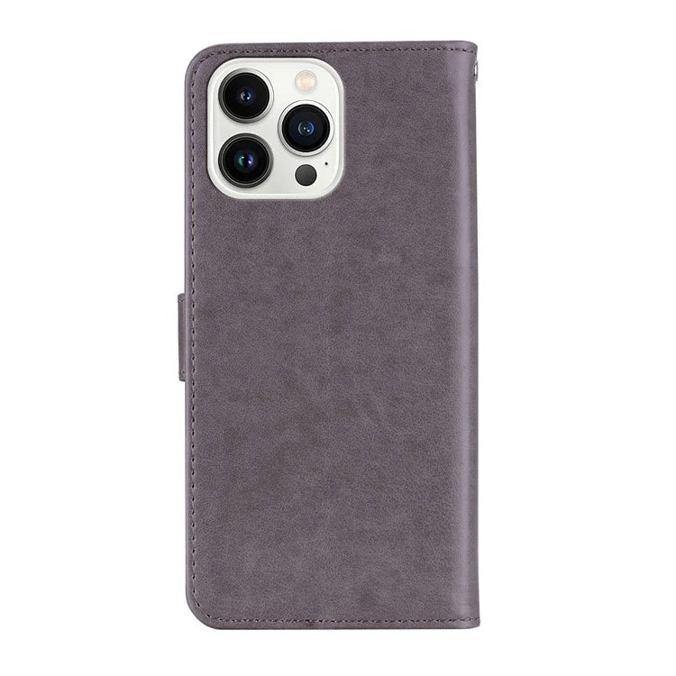 For iPhone 16 Pro Case Owl Flower Imprinted Leather Cover Wallet with Strap