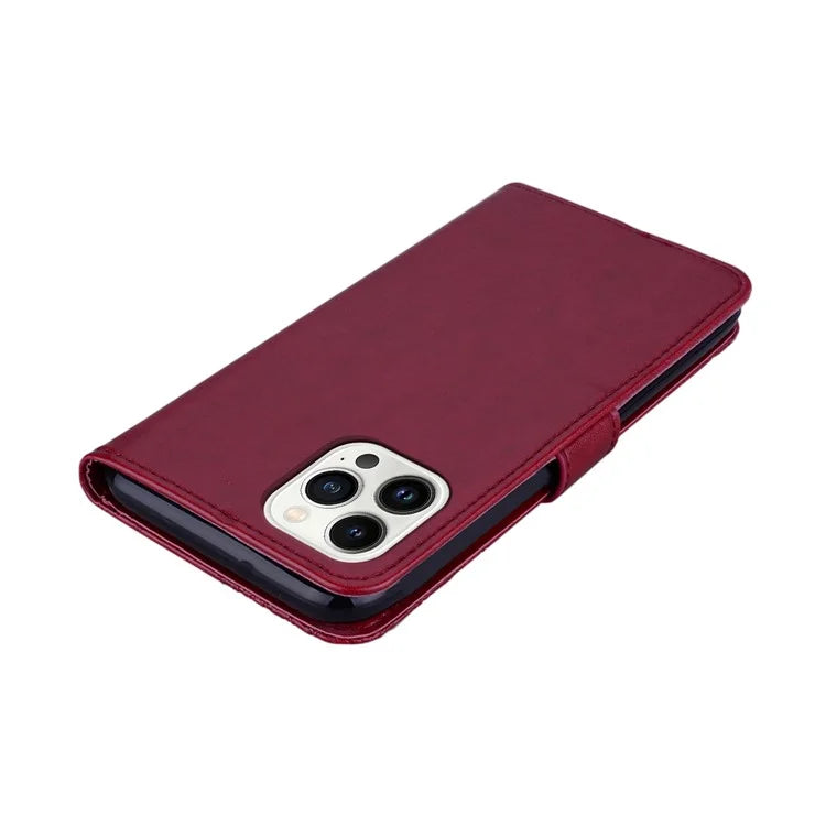 For iPhone 16 Pro Case Owl Flower Imprinted Leather Cover Wallet with Strap