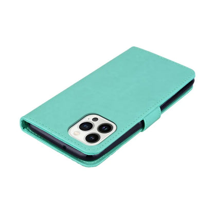 For iPhone 16 Pro Case Owl Flower Imprinted Leather Cover Wallet with Strap
