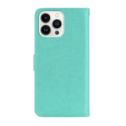 For iPhone 16 Pro Case Owl Flower Imprinted Leather Cover Wallet with Strap
