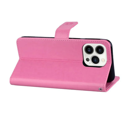 For iPhone 16 Pro Case Owl Flower Imprinted Leather Cover Wallet with Strap