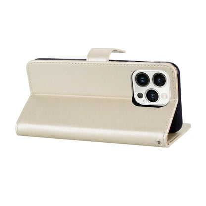 For iPhone 16 Pro Case Owl Flower Imprinted Leather Cover Wallet with Strap