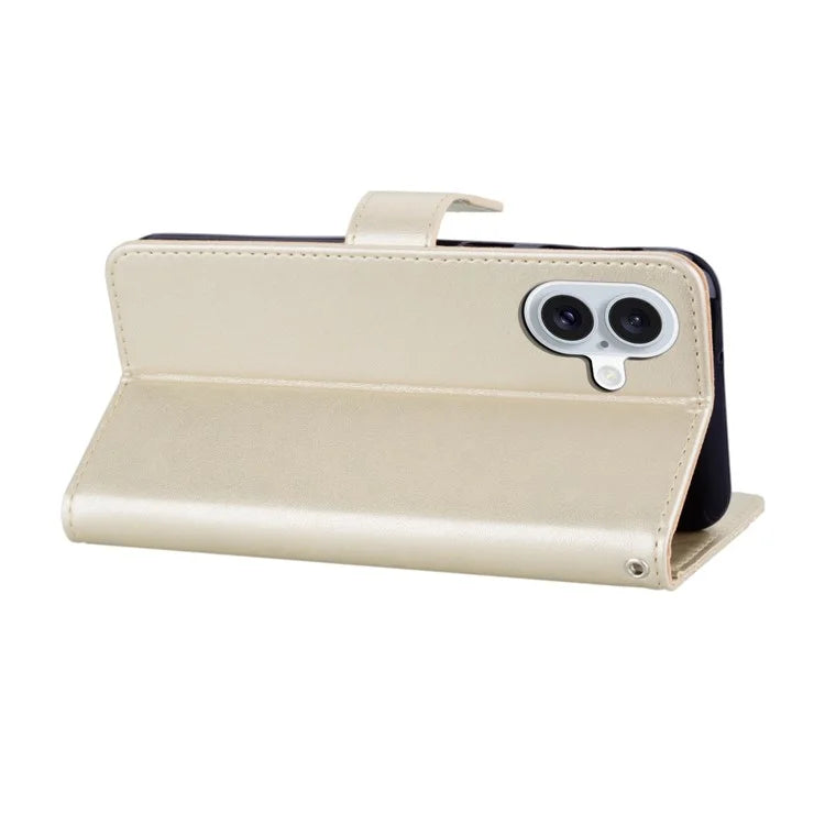 For iPhone 16 Plus Case Owl Flower Imprinted Leather Cover Wallet with Strap