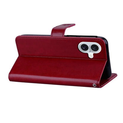 For iPhone 16 Plus Case Owl Flower Imprinted Leather Cover Wallet with Strap