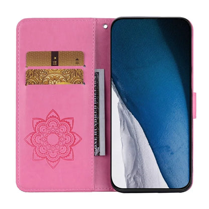 For iPhone 16 Plus Case Owl Flower Imprinted Leather Cover Wallet with Strap