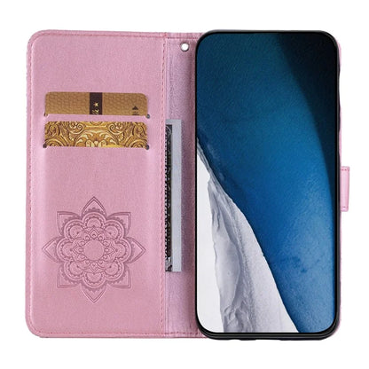 For iPhone 16 Plus Case Owl Flower Imprinted Leather Cover Wallet with Strap