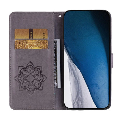 For iPhone 16 Case Owl Flower Imprinted Leather Cover Wallet with Strap