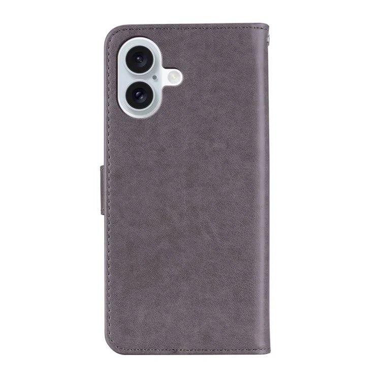For iPhone 16 Case Owl Flower Imprinted Leather Cover Wallet with Strap