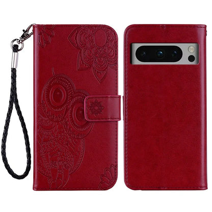 For Google Pixel 9 Pro XL Case Owl Flower Imprinted Leather Cover Wallet with Strap