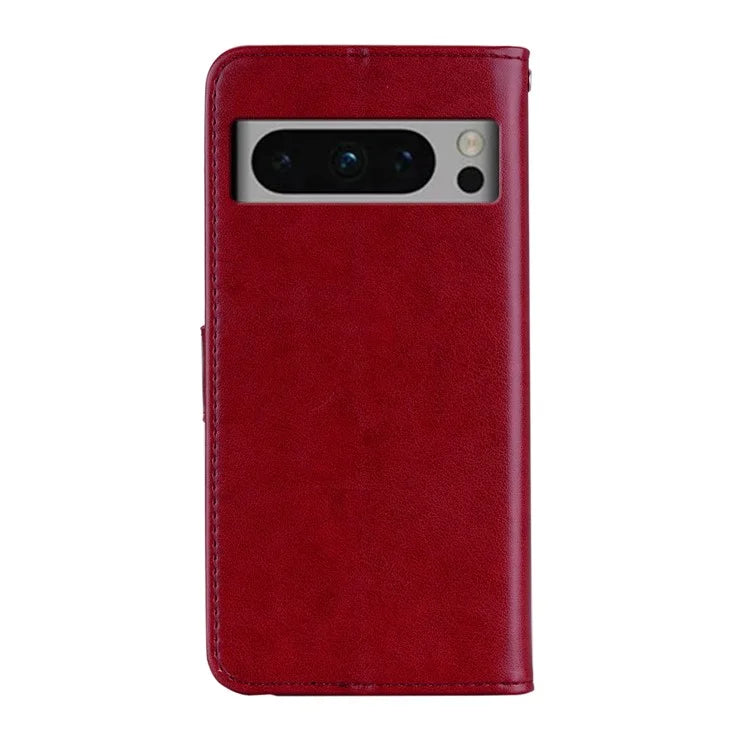 For Google Pixel 9 Pro XL Case Owl Flower Imprinted Leather Cover Wallet with Strap