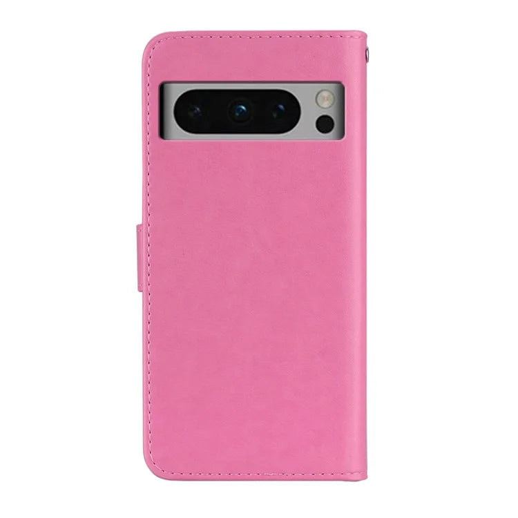 For Google Pixel 9 Pro XL Case Owl Flower Imprinted Leather Cover Wallet with Strap