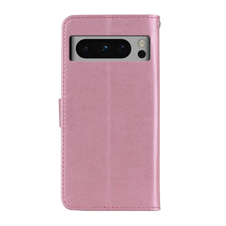 For Google Pixel 9 Pro XL Case Owl Flower Imprinted Leather Cover Wallet with Strap