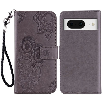 For Google Pixel 9 Pro  /  Pixel 9 Case Owl Flower Imprinted Leather Cover Wallet with Strap