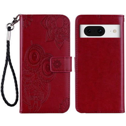 For Google Pixel 9 Pro  /  Pixel 9 Case Owl Flower Imprinted Leather Cover Wallet with Strap