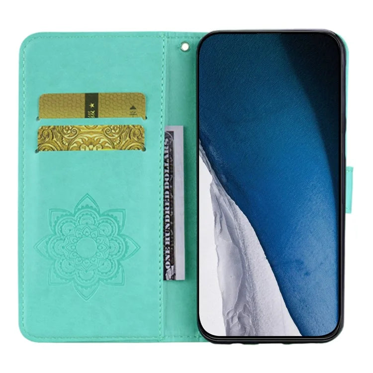 For Google Pixel 9 Pro  /  Pixel 9 Case Owl Flower Imprinted Leather Cover Wallet with Strap