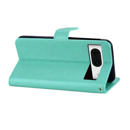 For Google Pixel 9 Pro  /  Pixel 9 Case Owl Flower Imprinted Leather Cover Wallet with Strap