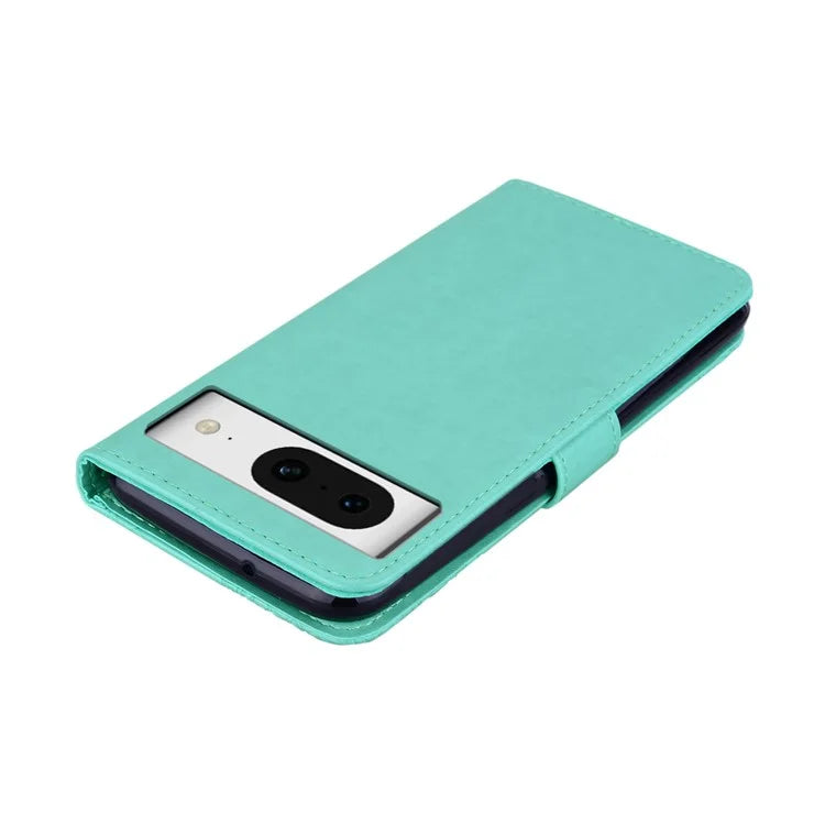 For Google Pixel 9 Pro  /  Pixel 9 Case Owl Flower Imprinted Leather Cover Wallet with Strap