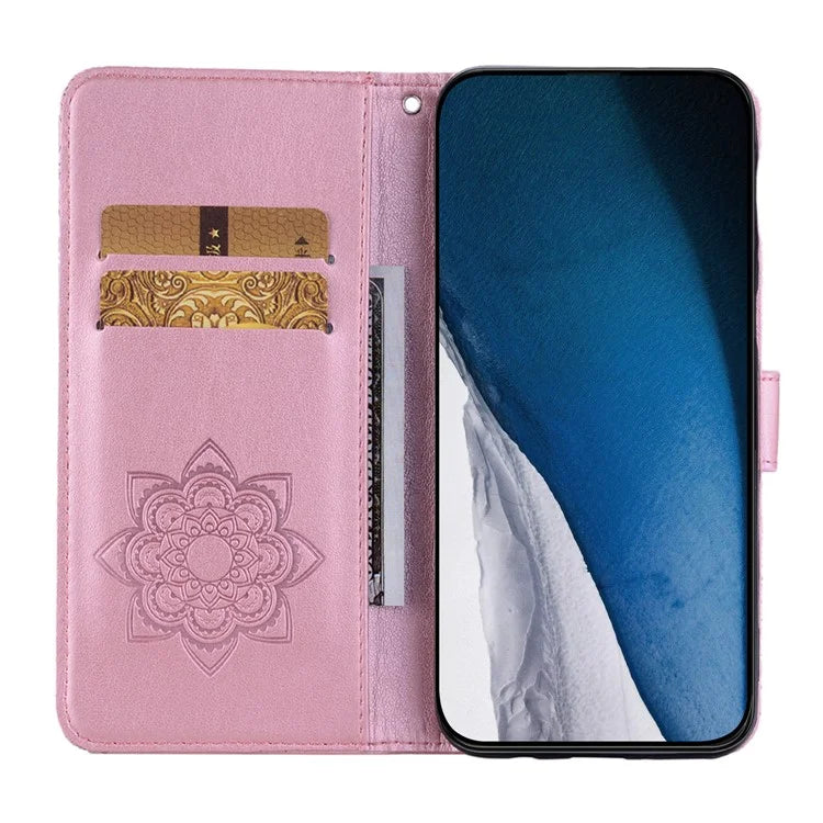 For Google Pixel 9 Pro  /  Pixel 9 Case Owl Flower Imprinted Leather Cover Wallet with Strap