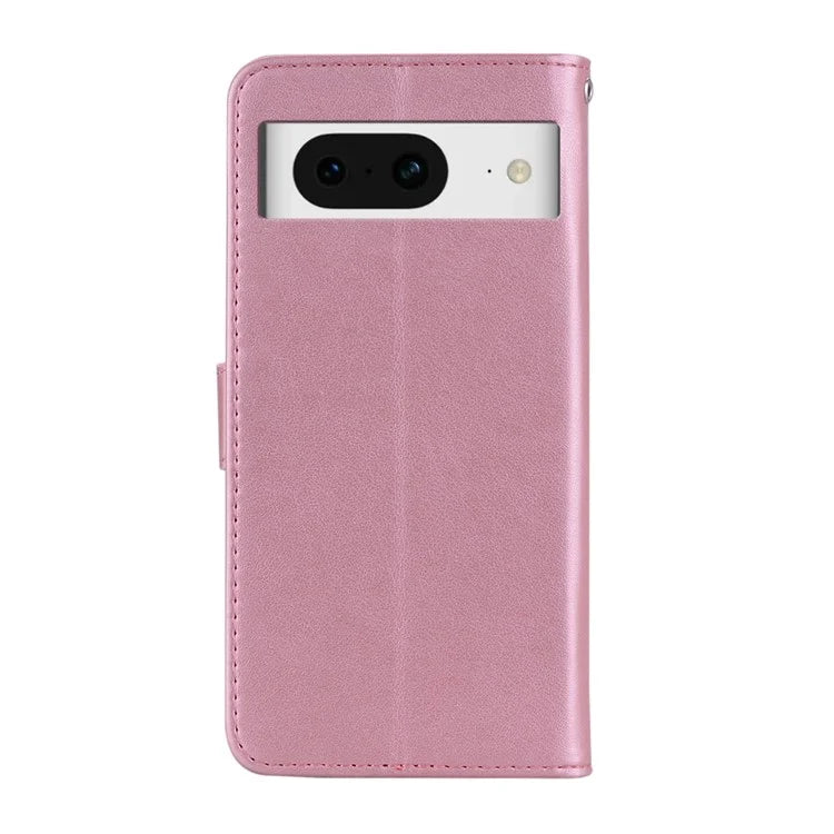 For Google Pixel 9 Pro  /  Pixel 9 Case Owl Flower Imprinted Leather Cover Wallet with Strap