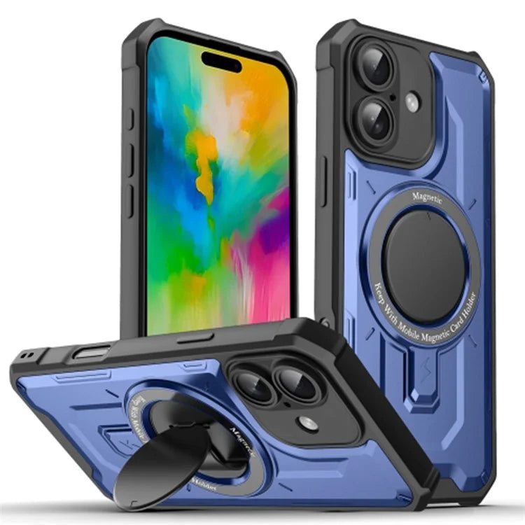 For iPhone 16 Case Compatible with MagSafe Kickstand TPU+PC Phone Cover