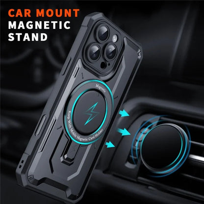 For iPhone 16 Case Compatible with MagSafe Kickstand TPU+PC Phone Cover
