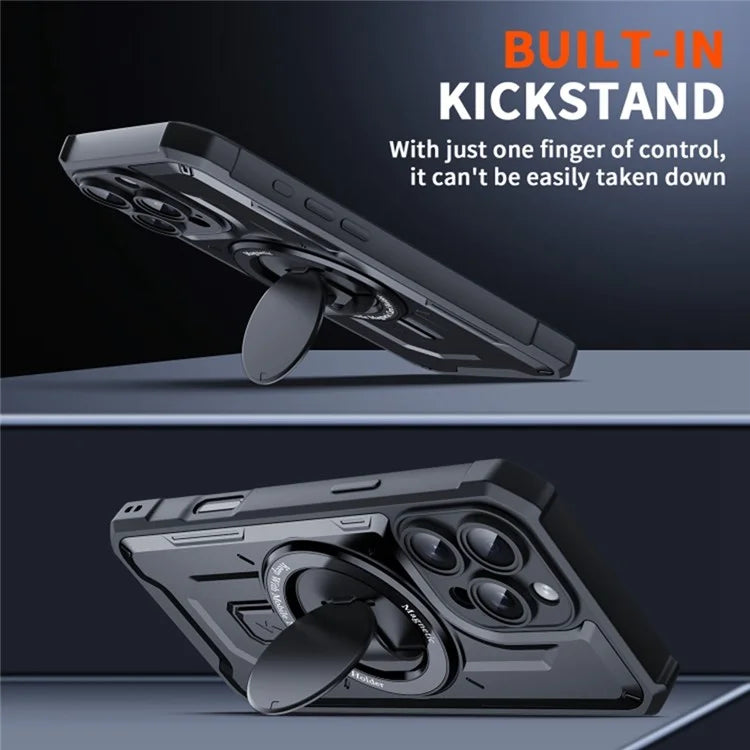 For iPhone 16 Case Compatible with MagSafe Kickstand TPU+PC Phone Cover