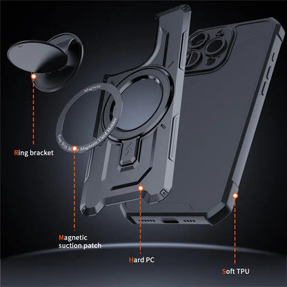 For iPhone 16 Case Compatible with MagSafe Kickstand TPU+PC Phone Cover