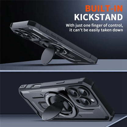 For iPhone 16 Case Compatible with MagSafe Kickstand TPU+PC Phone Cover