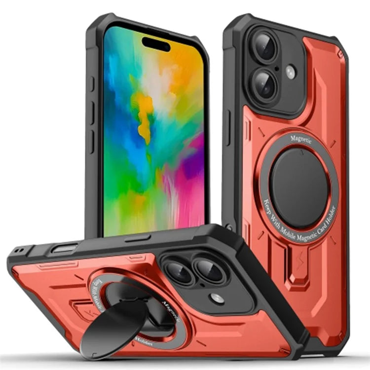 For iPhone 16 Case Compatible with MagSafe Kickstand TPU+PC Phone Cover