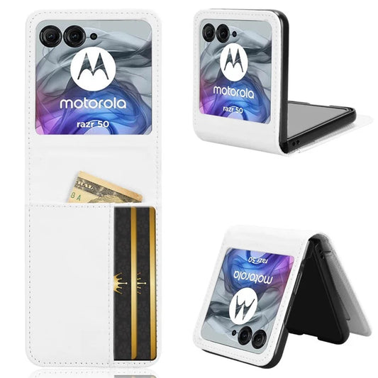For Motorola Razr 50 5G Case PU Leather+PC Card Holder Mobile Phone Cover