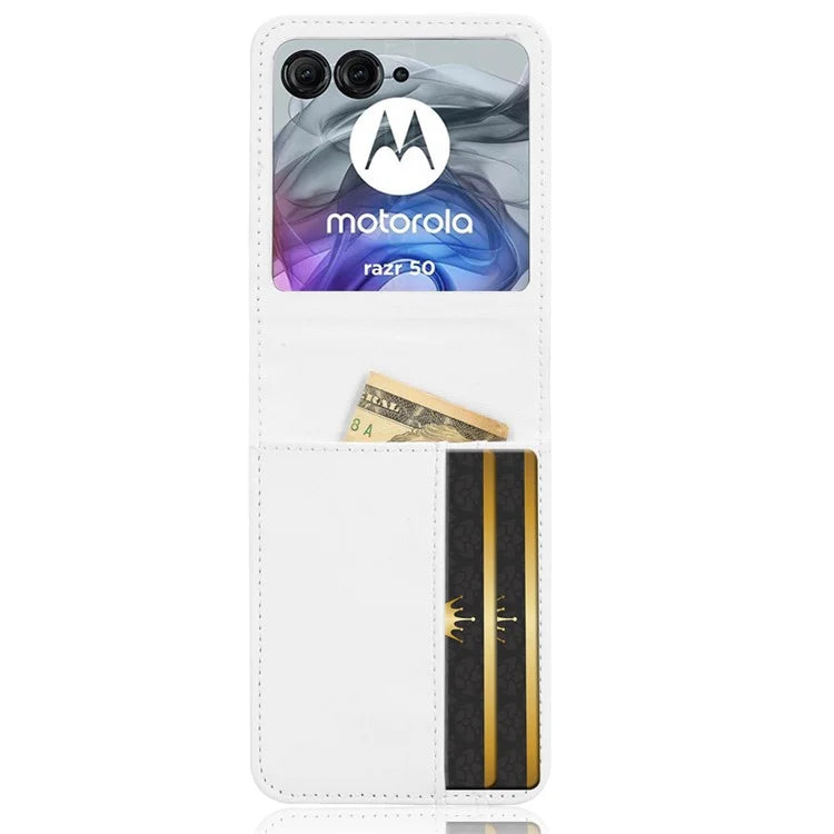For Motorola Razr 50 5G Case PU Leather+PC Card Holder Mobile Phone Cover