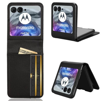 For Motorola Razr 50 5G Case PU Leather+PC Card Holder Mobile Phone Cover