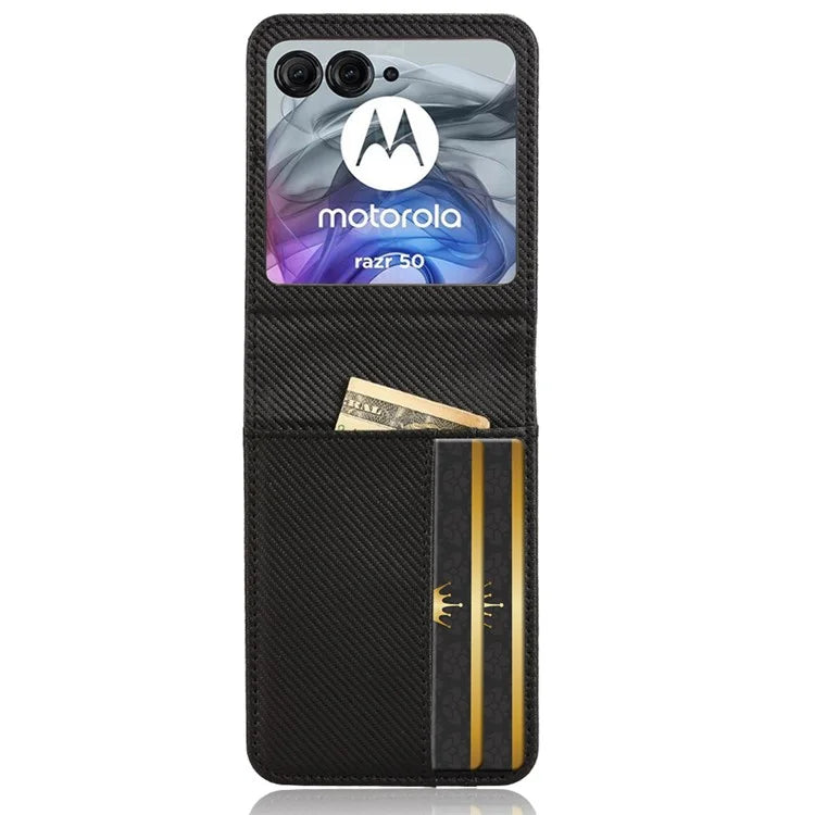 For Motorola Razr 50 5G Case PU Leather+PC Card Holder Mobile Phone Cover