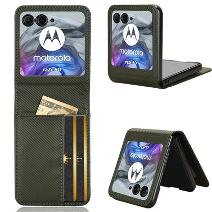 For Motorola Razr 50 5G Case PU Leather+PC Card Holder Mobile Phone Cover