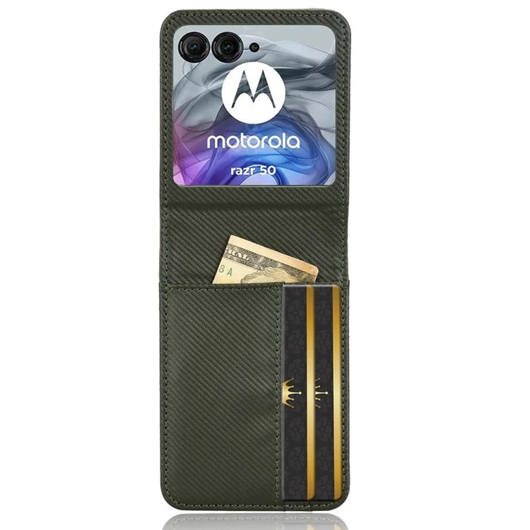 For Motorola Razr 50 5G Case PU Leather+PC Card Holder Mobile Phone Cover