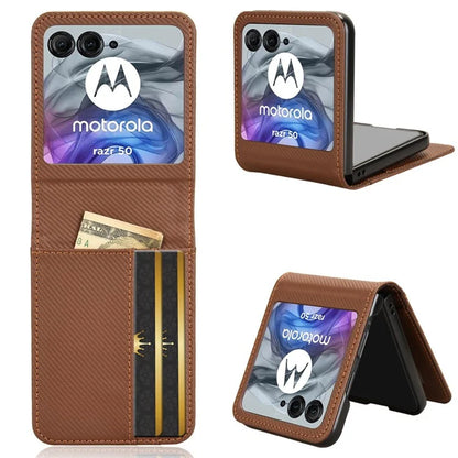 For Motorola Razr 50 5G Case PU Leather+PC Card Holder Mobile Phone Cover