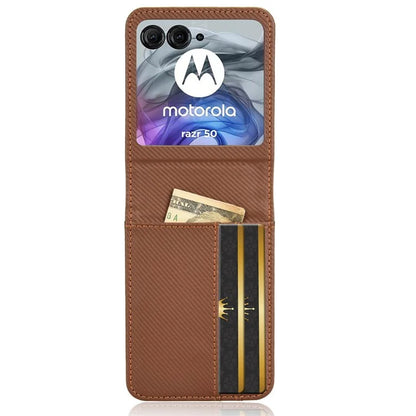 For Motorola Razr 50 5G Case PU Leather+PC Card Holder Mobile Phone Cover